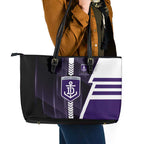 Fremantle Dockers Leather Tote Bag Modern Geometric Sports Graphic Style