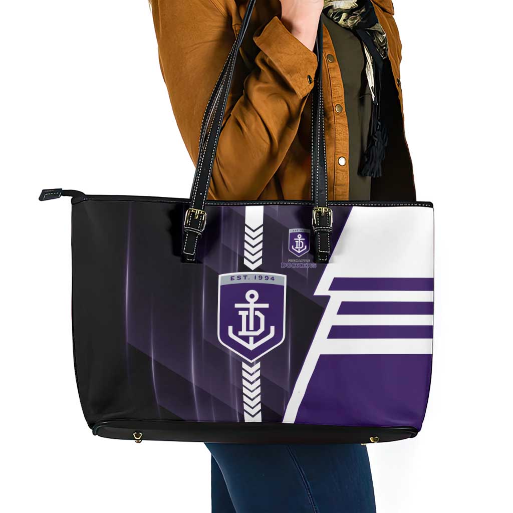 Fremantle Dockers Leather Tote Bag Modern Geometric Sports Graphic Style