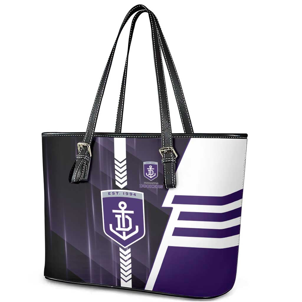 Fremantle Dockers Leather Tote Bag Modern Geometric Sports Graphic Style