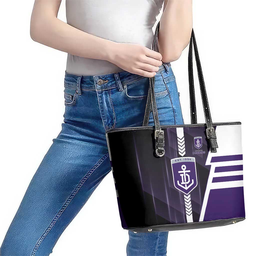 Fremantle Dockers Leather Tote Bag Modern Geometric Sports Graphic Style