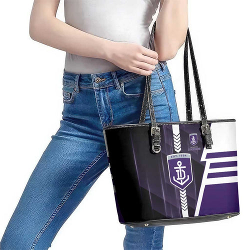 Fremantle Dockers Leather Tote Bag Modern Geometric Sports Graphic Style