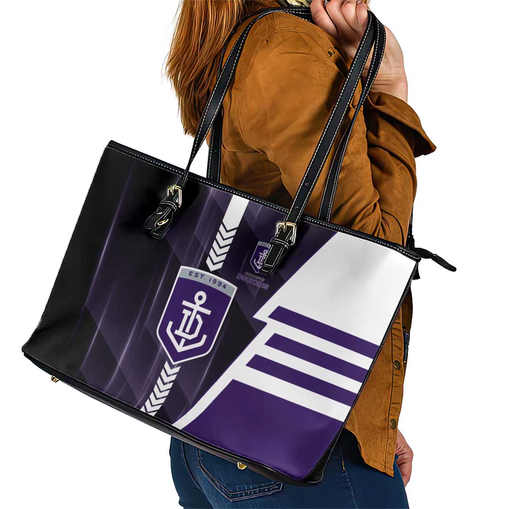 Fremantle Dockers Leather Tote Bag Modern Geometric Sports Graphic Style