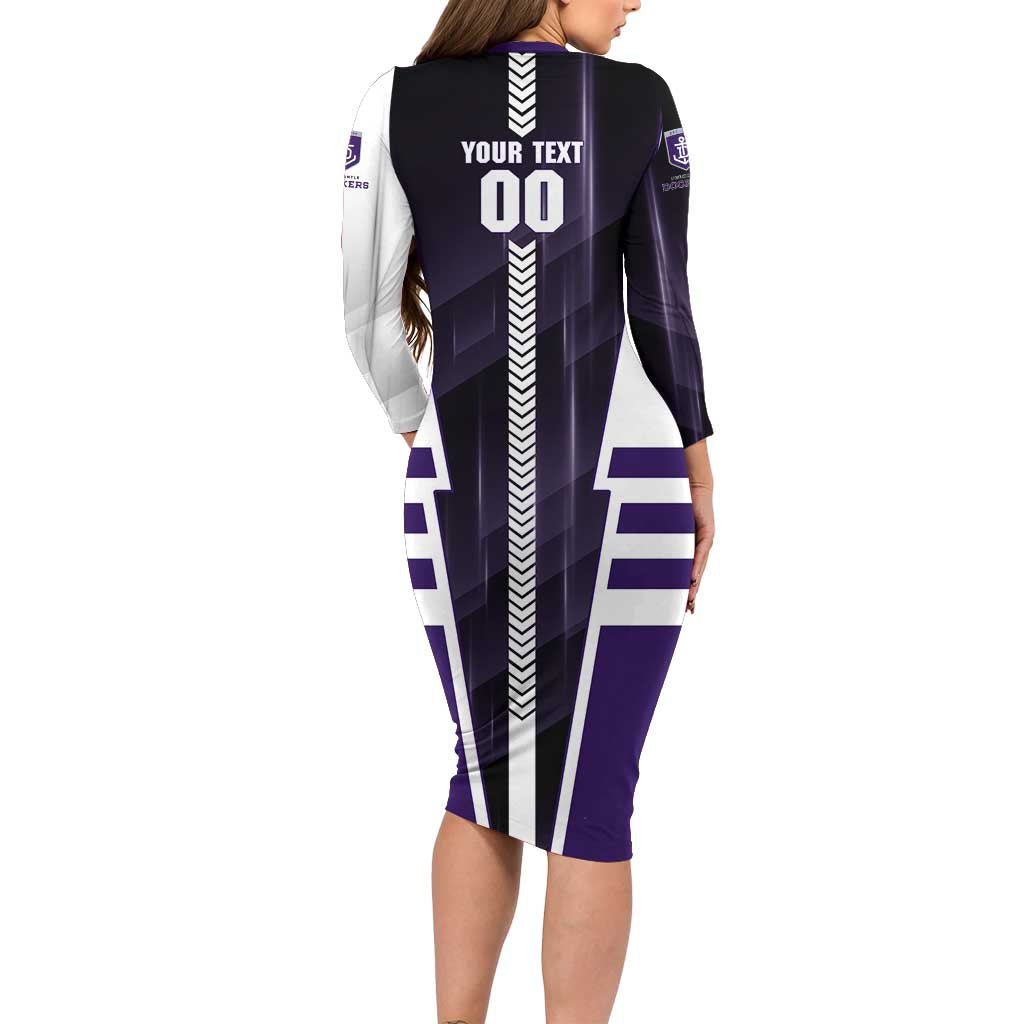 Personalized Fremantle Dockers Long Sleeve Bodycon Dress Modern Geometric Sports Graphic Style