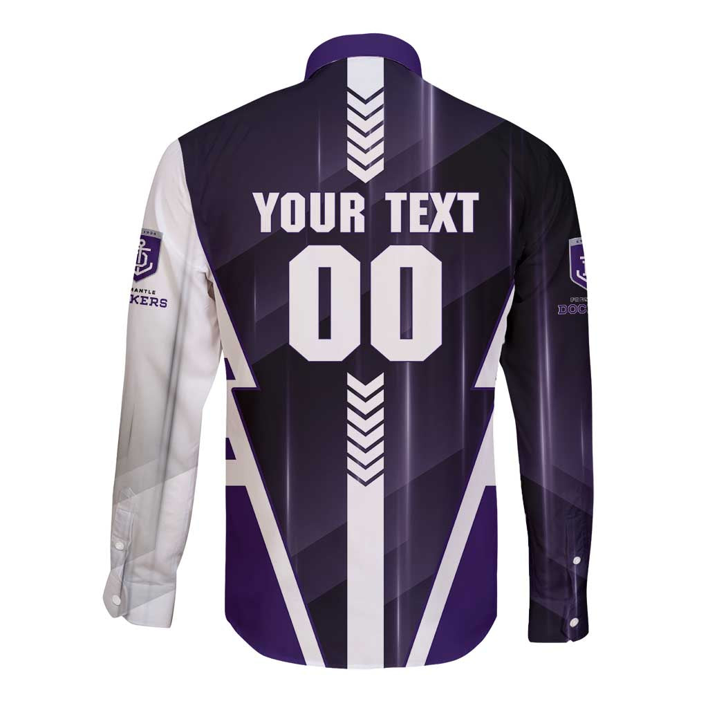 Personalized Fremantle Dockers Long Sleeve Button Shirt Modern Geometric Sports Graphic Style