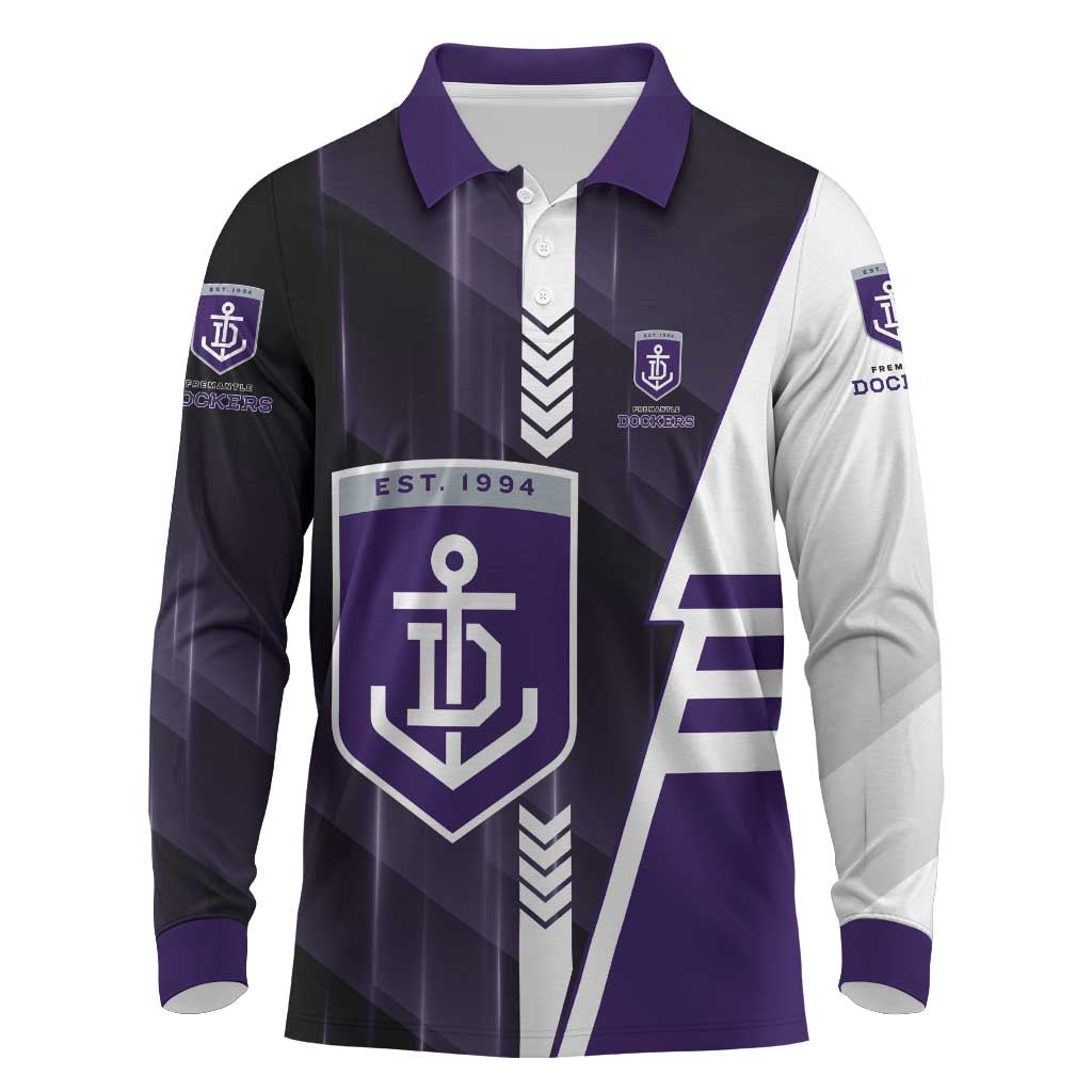 Personalized Fremantle Dockers Long Sleeve Polo Shirt Modern Geometric Sports Graphic Style
