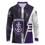 Personalized Fremantle Dockers Long Sleeve Polo Shirt Modern Geometric Sports Graphic Style