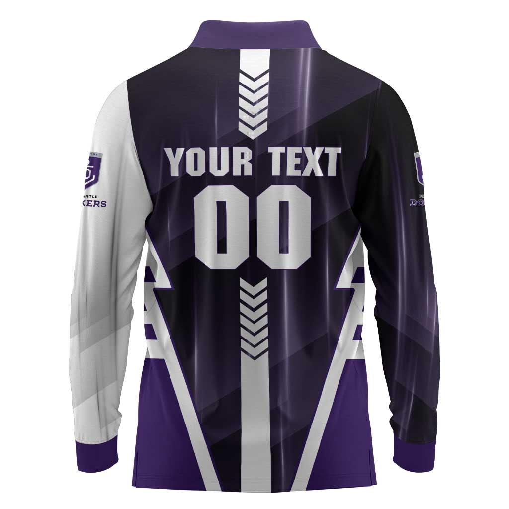 Personalized Fremantle Dockers Long Sleeve Polo Shirt Modern Geometric Sports Graphic Style