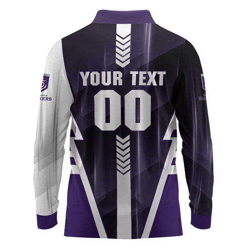 Personalized Fremantle Dockers Long Sleeve Polo Shirt Modern Geometric Sports Graphic Style