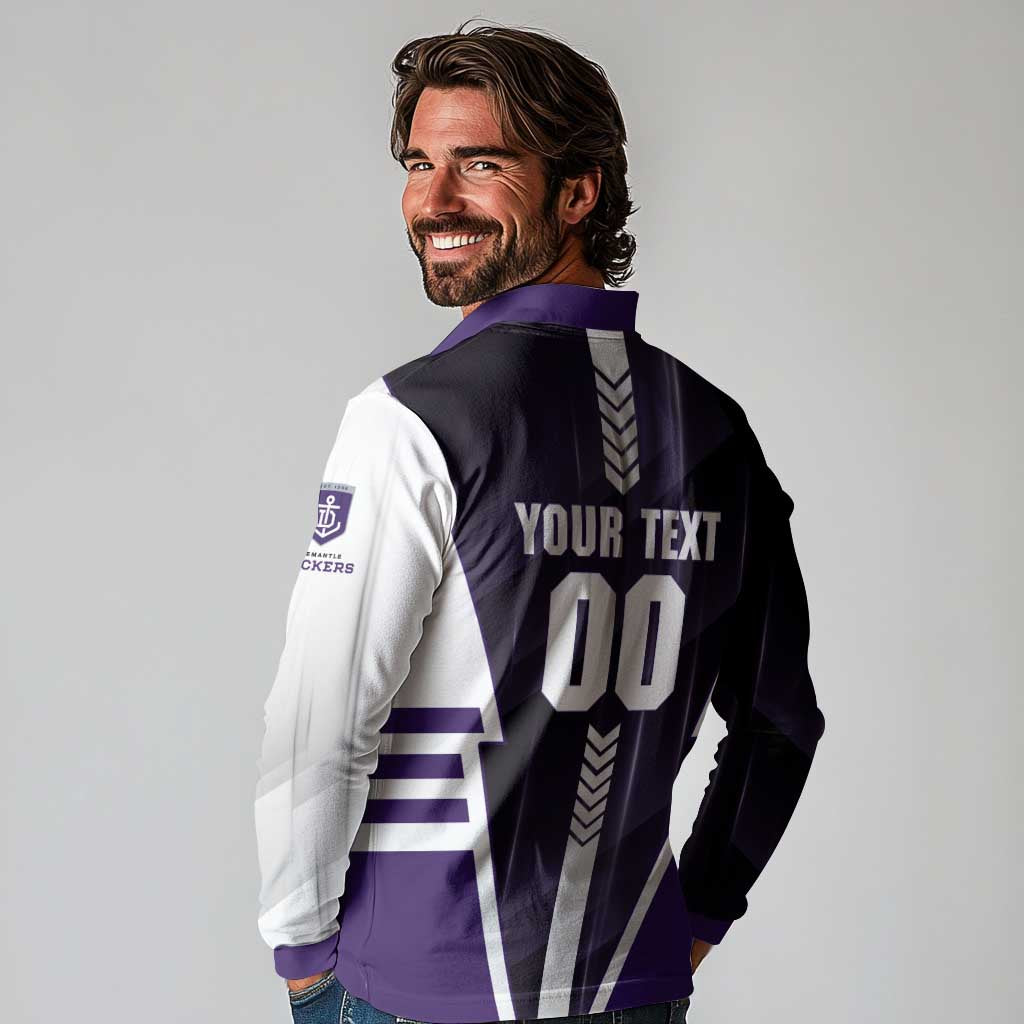 Personalized Fremantle Dockers Long Sleeve Polo Shirt Modern Geometric Sports Graphic Style