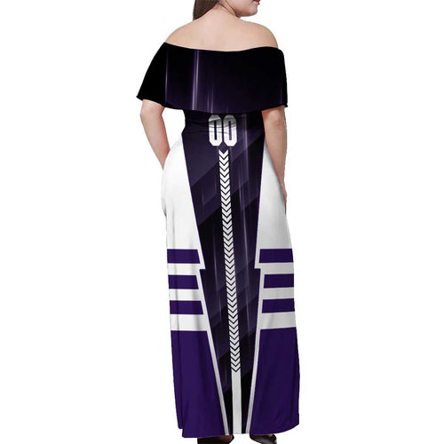 Personalized Fremantle Dockers Off Shoulder Maxi Dress Modern Geometric Sports Graphic Style