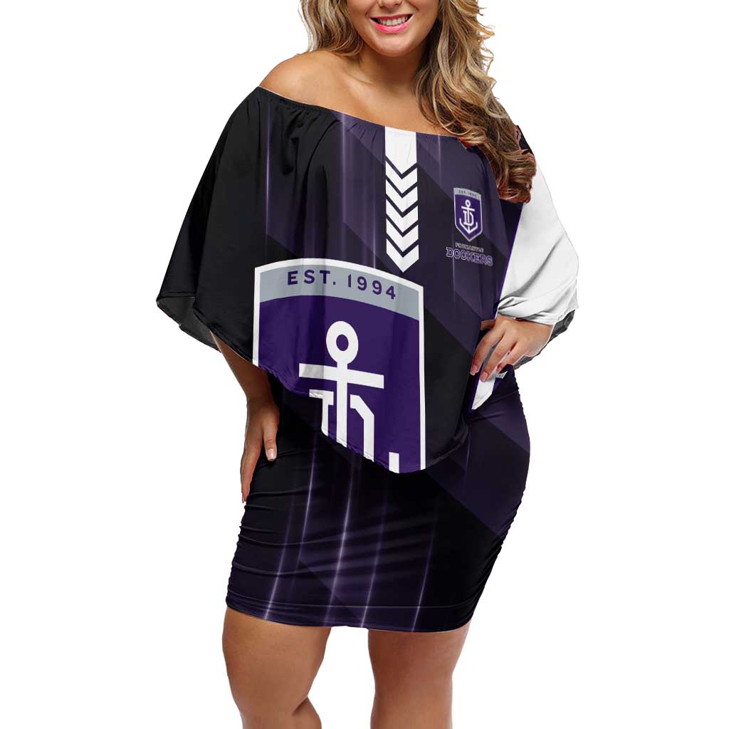 Personalized Fremantle Dockers Off Shoulder Short Dress Modern Geometric Sports Graphic Style