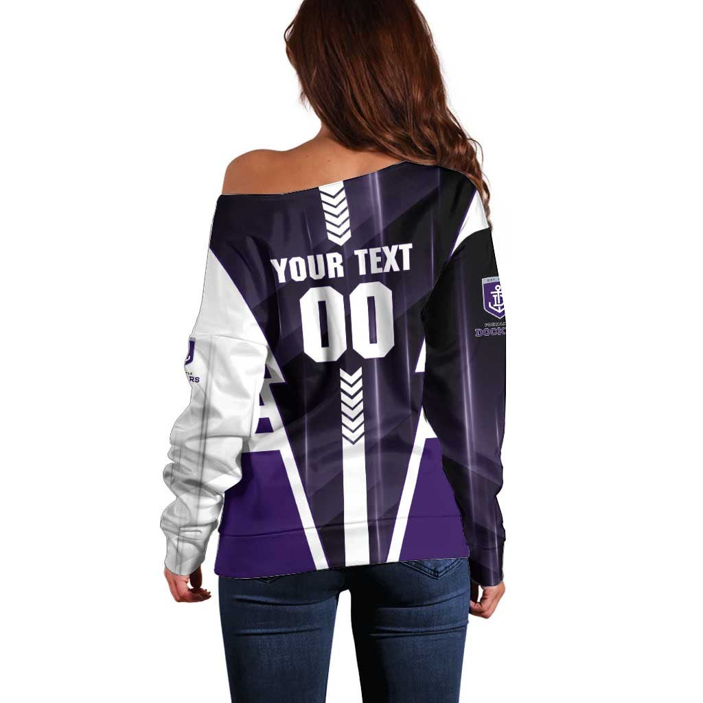 Personalized Fremantle Dockers Off Shoulder Sweater Modern Geometric Sports Graphic Style