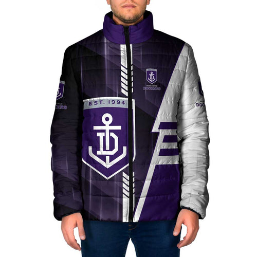 Personalized Fremantle Dockers Padded Jacket Modern Geometric Sports Graphic Style