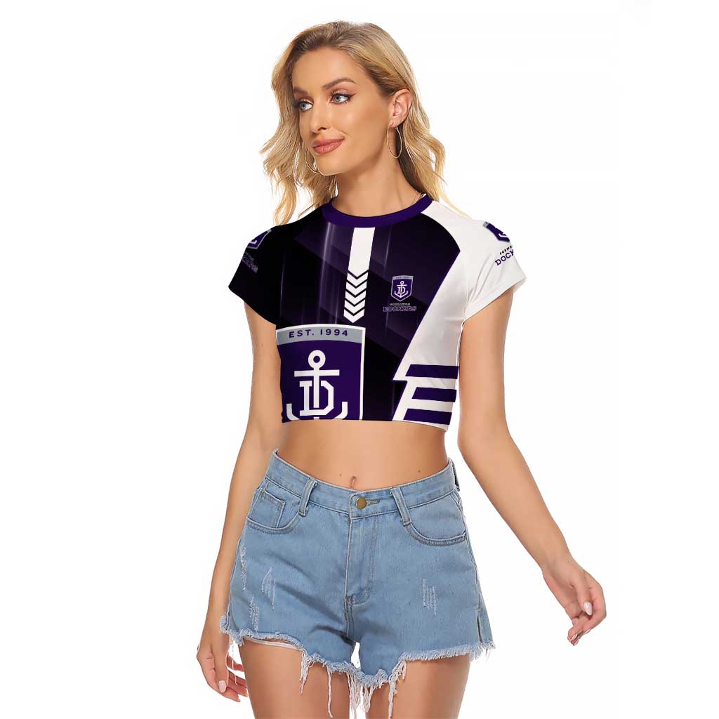 Personalized Fremantle Dockers Raglan Cropped T Shirt Modern Geometric Sports Graphic Style
