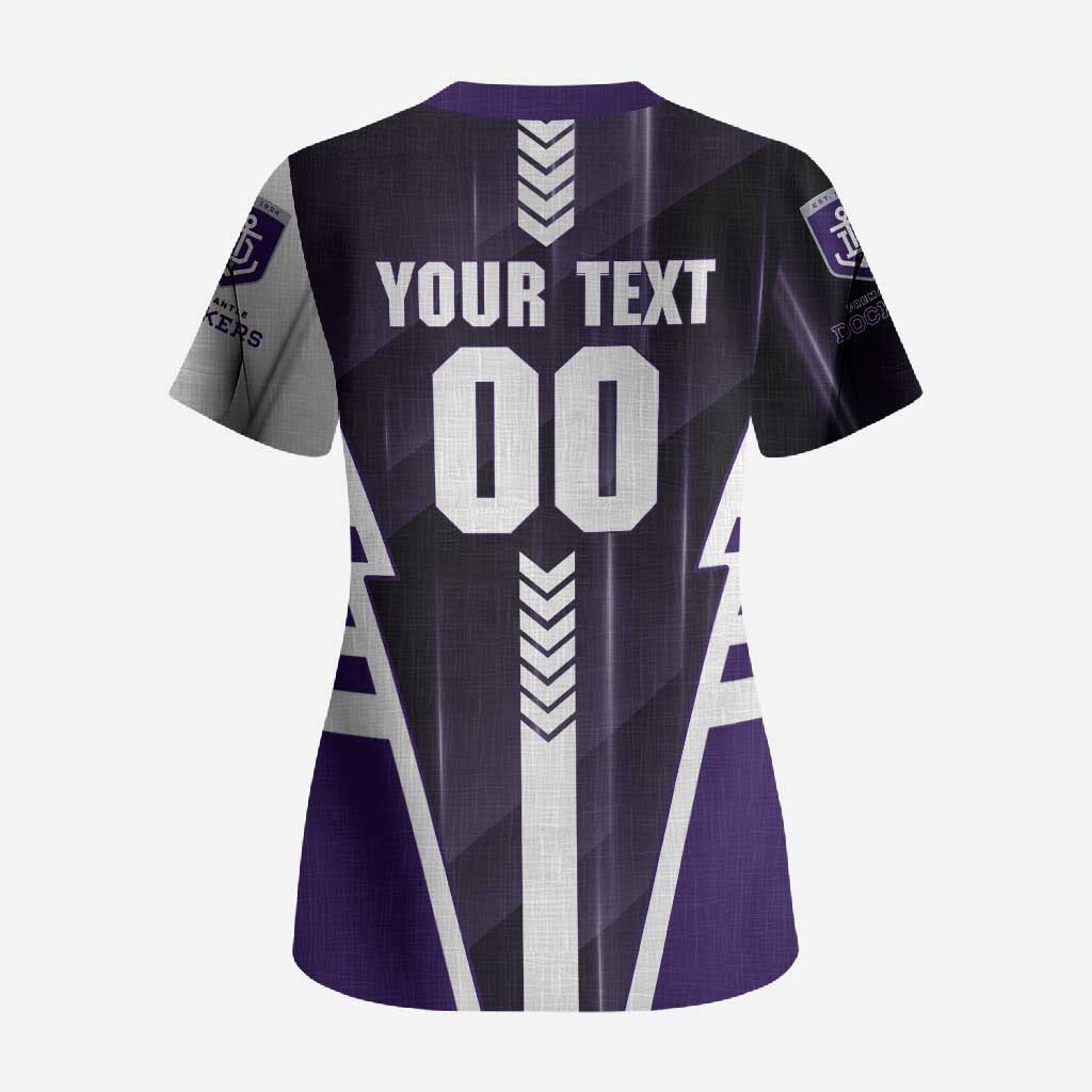 Personalized Fremantle Dockers Scrub Top Modern Geometric Sports Graphic Style