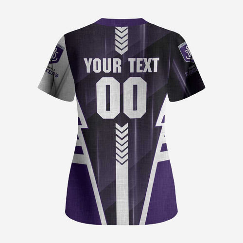 Personalized Fremantle Dockers Scrub Top Modern Geometric Sports Graphic Style