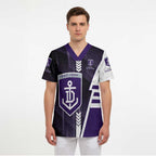 Personalized Fremantle Dockers Scrub Top Modern Geometric Sports Graphic Style