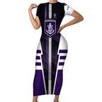 Personalized Fremantle Dockers Short Sleeve Bodycon Dress Modern Geometric Sports Graphic Style