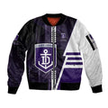 Personalized Fremantle Dockers Sleeve Zip Bomber Jacket Modern Geometric Sports Graphic Style