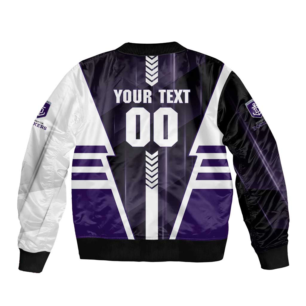 Personalized Fremantle Dockers Sleeve Zip Bomber Jacket Modern Geometric Sports Graphic Style