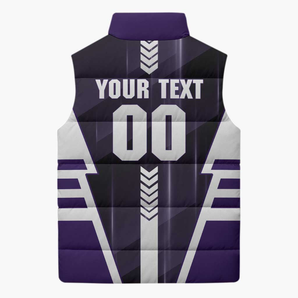 Personalized Fremantle Dockers Sleeveless Puffer Jacket Modern Geometric Sports Graphic Style