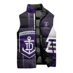 Personalized Fremantle Dockers Sleeveless Puffer Jacket Modern Geometric Sports Graphic Style