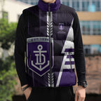 Personalized Fremantle Dockers Sleeveless Puffer Jacket Modern Geometric Sports Graphic Style