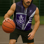 Personalized Fremantle Dockers Sleeveless Zip Hoodie Modern Geometric Sports Graphic Style