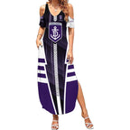 Personalized Fremantle Dockers Summer Maxi Dress Modern Geometric Sports Graphic Style