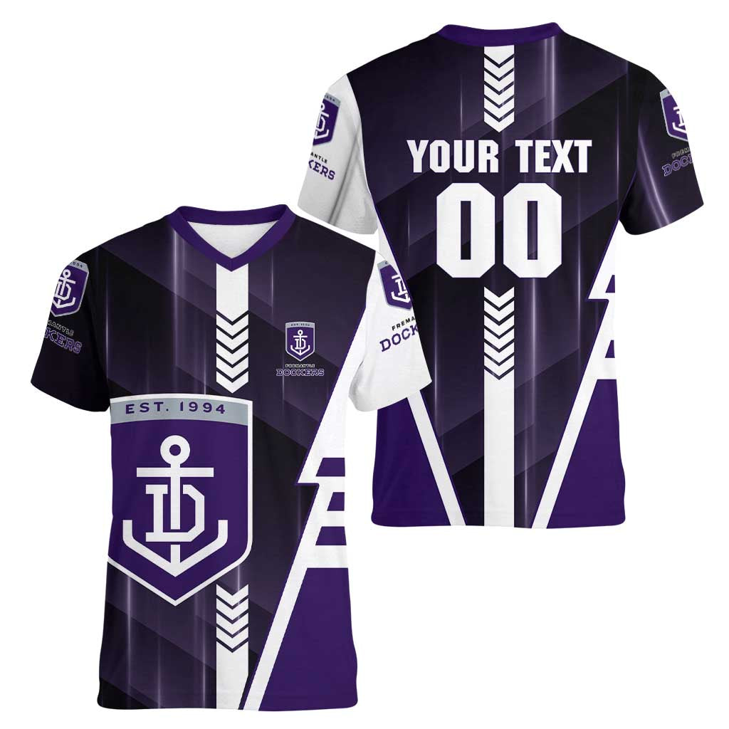 Personalized Fremantle Dockers Women V-Neck T-Shirt Modern Geometric Sports Graphic Style