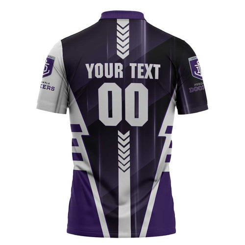 Personalized Fremantle Dockers Zipper Polo Shirt Modern Geometric Sports Graphic Style