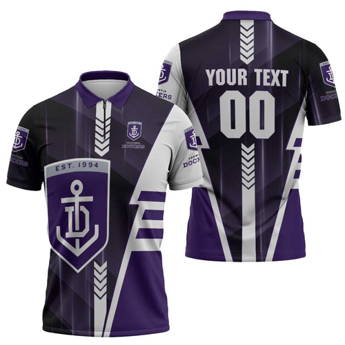 Personalized Fremantle Dockers Zipper Polo Shirt Modern Geometric Sports Graphic Style