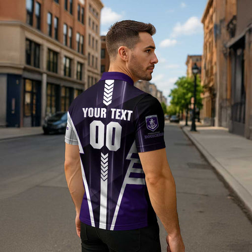 Personalized Fremantle Dockers Zipper Polo Shirt Modern Geometric Sports Graphic Style