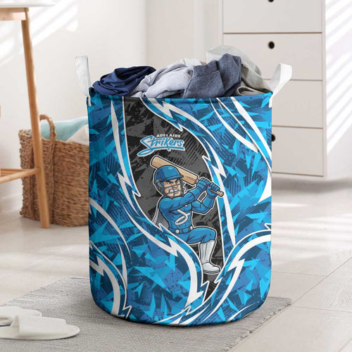 Adelaide Strikers Laundry Basket Flaming Lightning Storm Geometric Sports Mascot Art