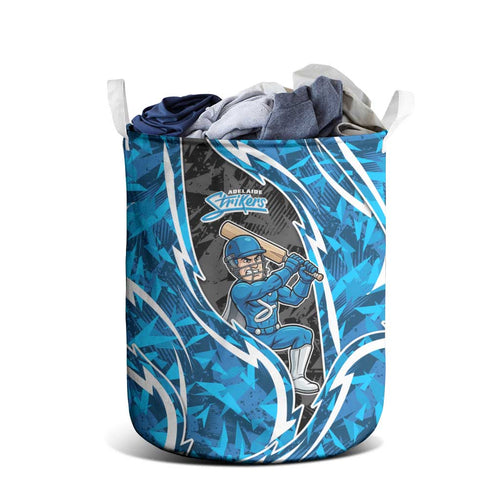 Adelaide Strikers Laundry Basket Flaming Lightning Storm Geometric Sports Mascot Art