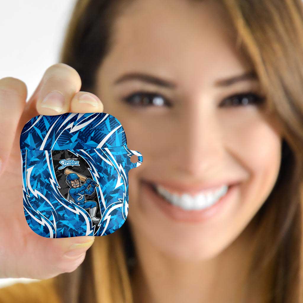 Adelaide Strikers AirPods Case Flaming Lightning Storm Geometric Sports Mascot Art