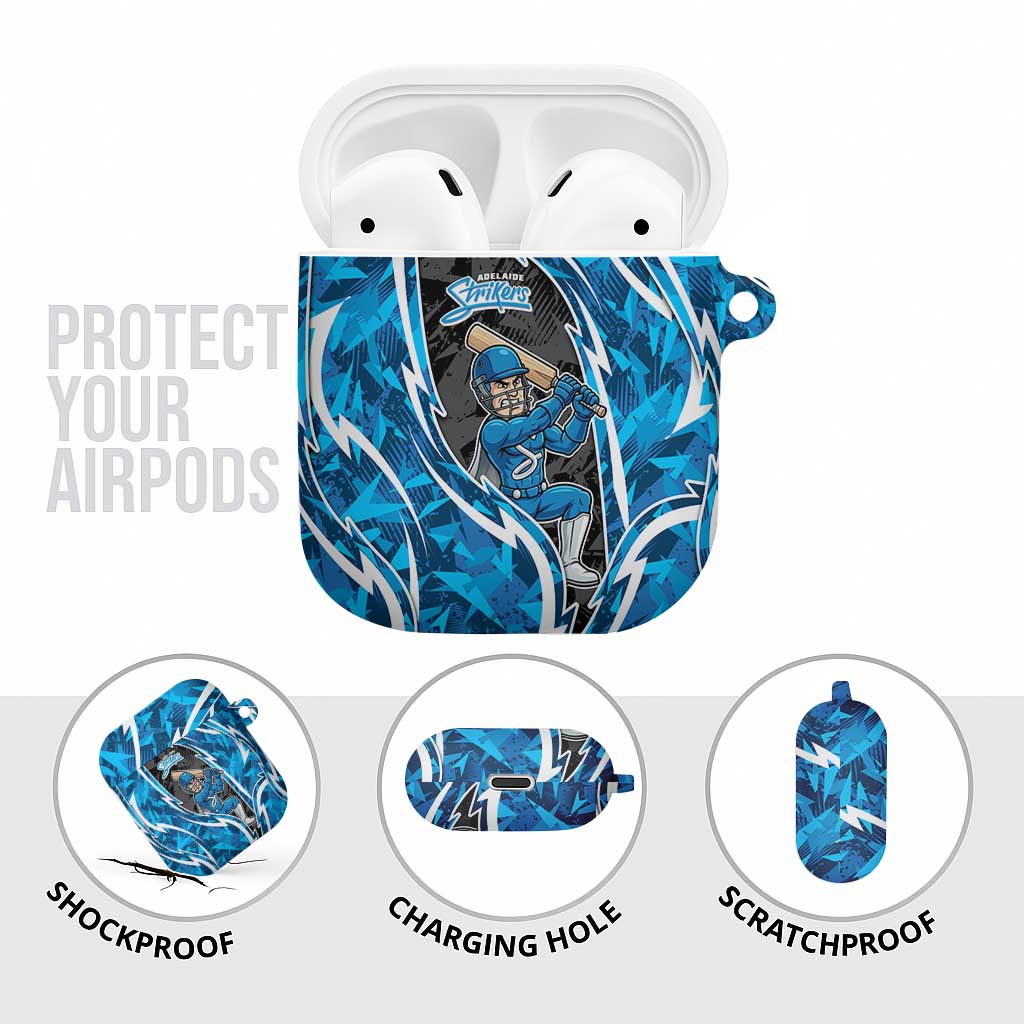 Adelaide Strikers AirPods Case Flaming Lightning Storm Geometric Sports Mascot Art