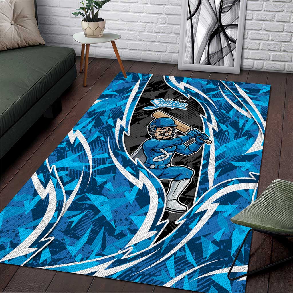 Adelaide Strikers Area Rug Flaming Lightning Storm Geometric Sports Mascot Art