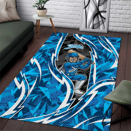 Adelaide Strikers Area Rug Flaming Lightning Storm Geometric Sports Mascot Art