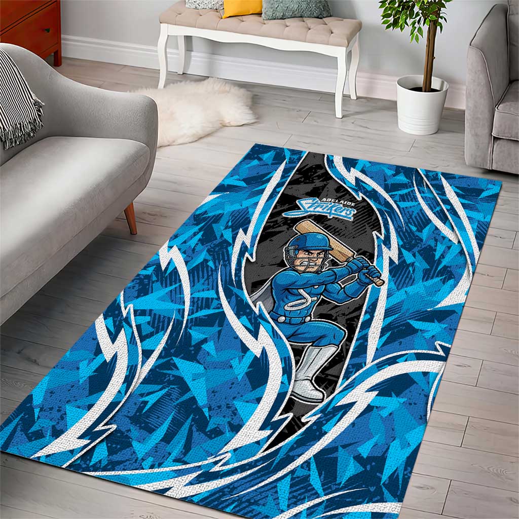 Adelaide Strikers Area Rug Flaming Lightning Storm Geometric Sports Mascot Art