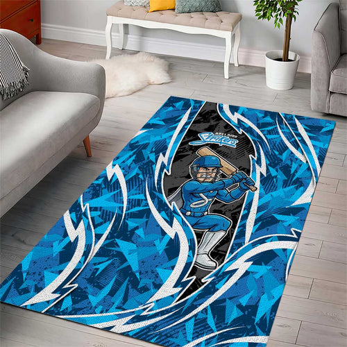 Adelaide Strikers Area Rug Flaming Lightning Storm Geometric Sports Mascot Art