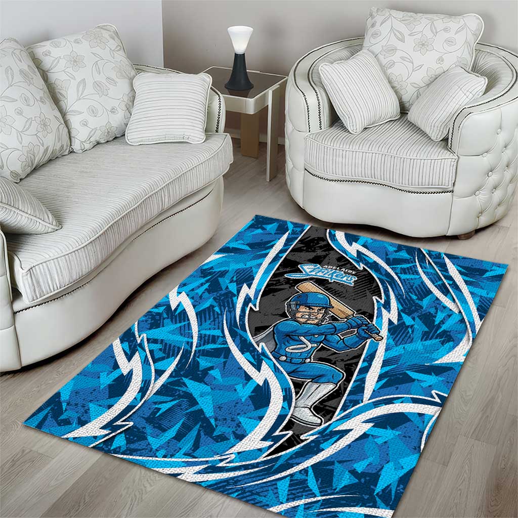 Adelaide Strikers Area Rug Flaming Lightning Storm Geometric Sports Mascot Art