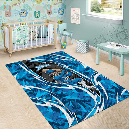 Adelaide Strikers Area Rug Flaming Lightning Storm Geometric Sports Mascot Art