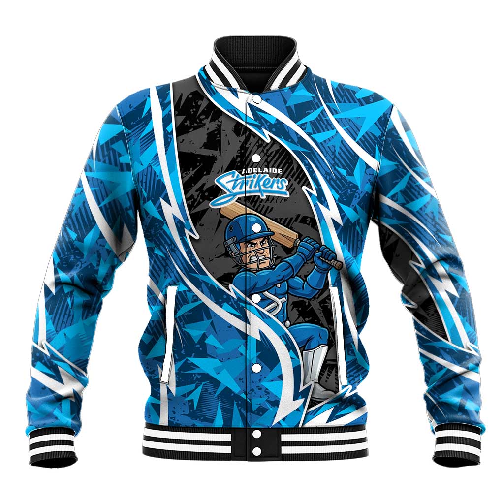 Adelaide Strikers Baseball Jacket Flaming Lightning Storm Geometric Sports Mascot Art