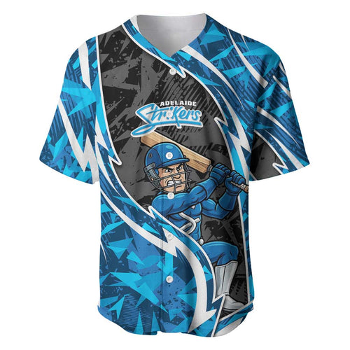 Adelaide Strikers Baseball Jersey Flaming Lightning Storm Geometric Sports Mascot Art