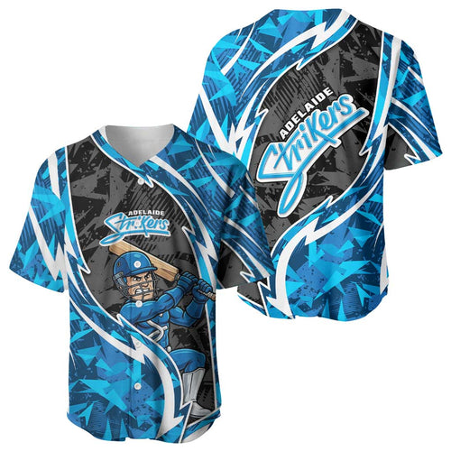 Adelaide Strikers Baseball Jersey Flaming Lightning Storm Geometric Sports Mascot Art
