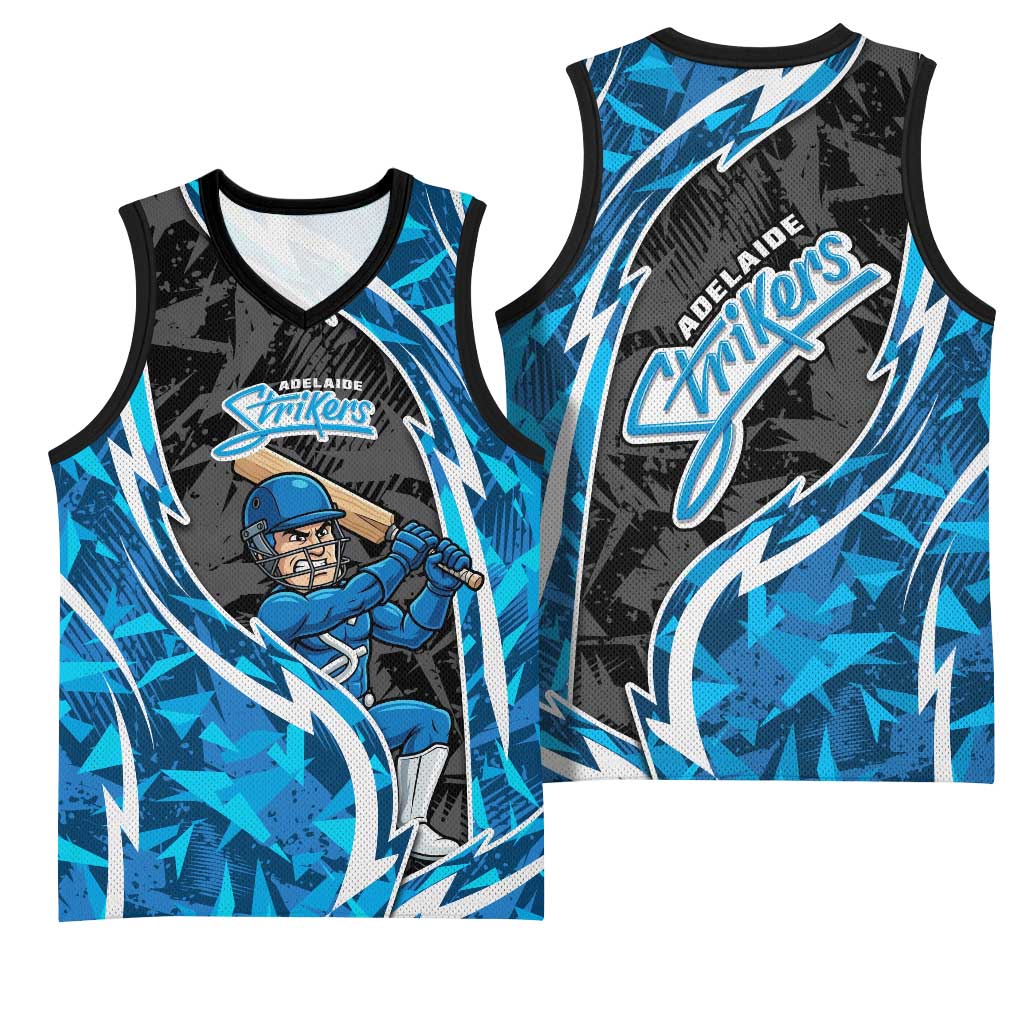 Adelaide Strikers Basketball Jersey Flaming Lightning Storm Geometric Sports Mascot Art