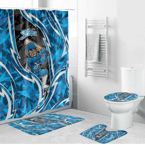 Adelaide Strikers Bathroom Set Flaming Lightning Storm Geometric Sports Mascot Art