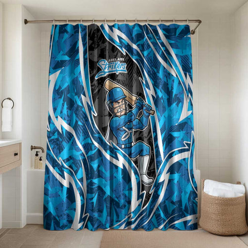 Adelaide Strikers Bathroom Set Flaming Lightning Storm Geometric Sports Mascot Art