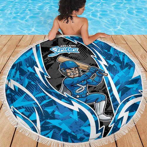 Adelaide Strikers Beach Blanket Flaming Lightning Storm Geometric Sports Mascot Art